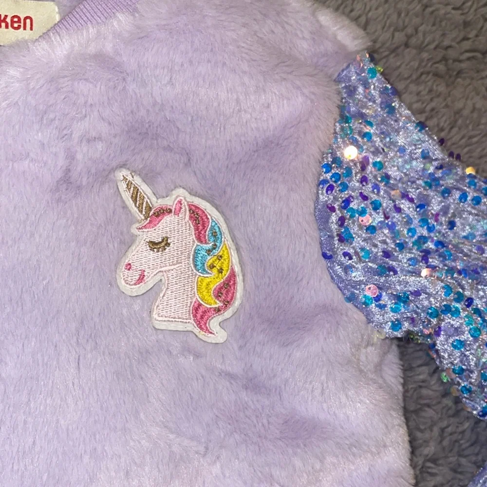 NWT faux, fur and sequin unicorn zip up jacket